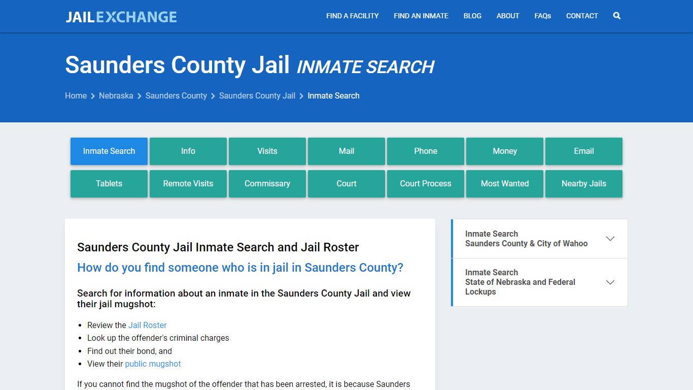 Inmate Search: Roster & Mugshots - Saunders County Jail, NE